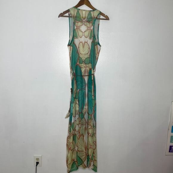 Desigual Nerifette Maxi Dress Size 10 Sheer Boho Sleeveless Tropical Leaf NEW - Picture 5 of 7
